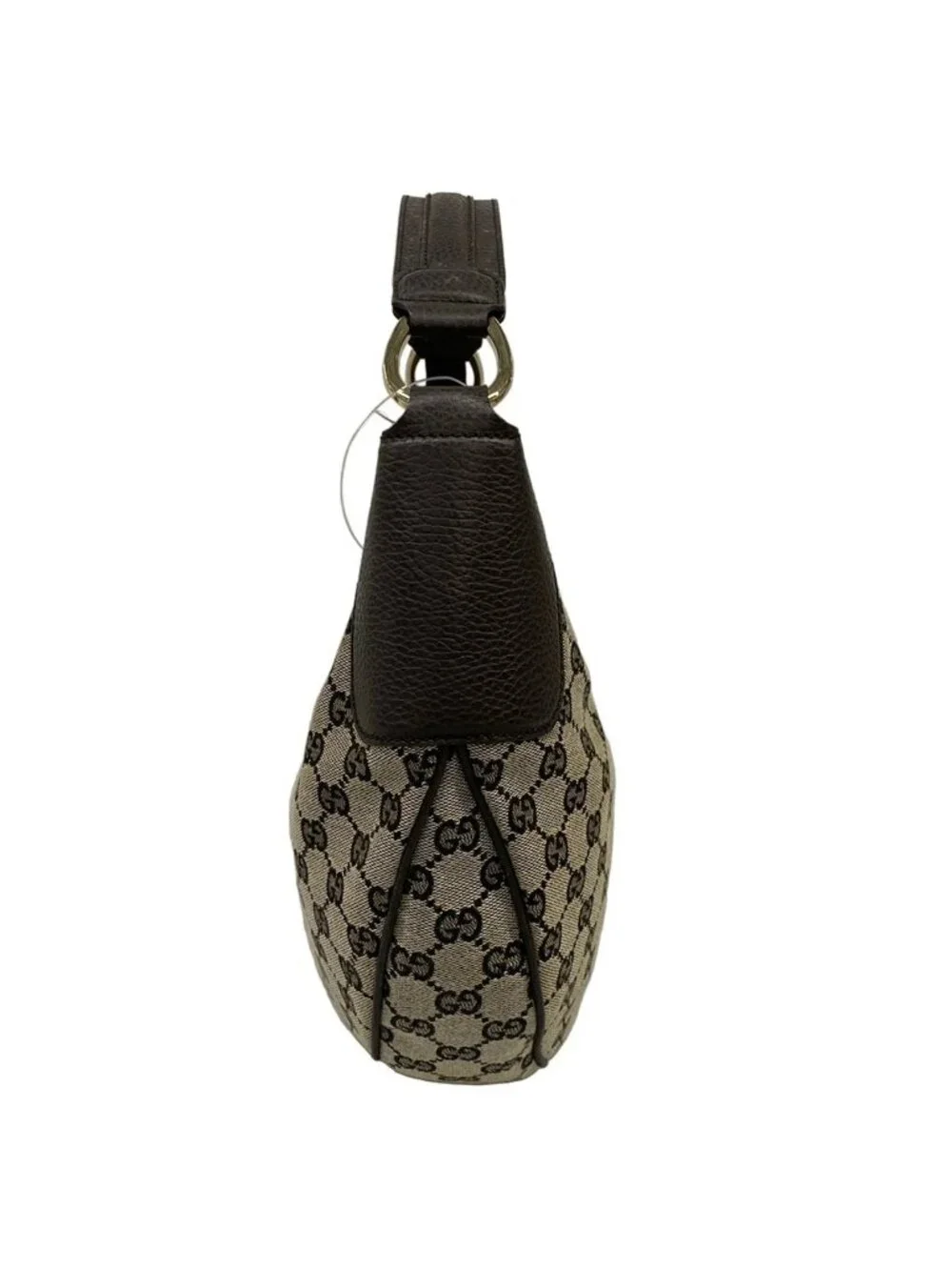 Gucci Shoulder Bag GG Pattern Dark Brown Beige Leather - Picture 2 of 15